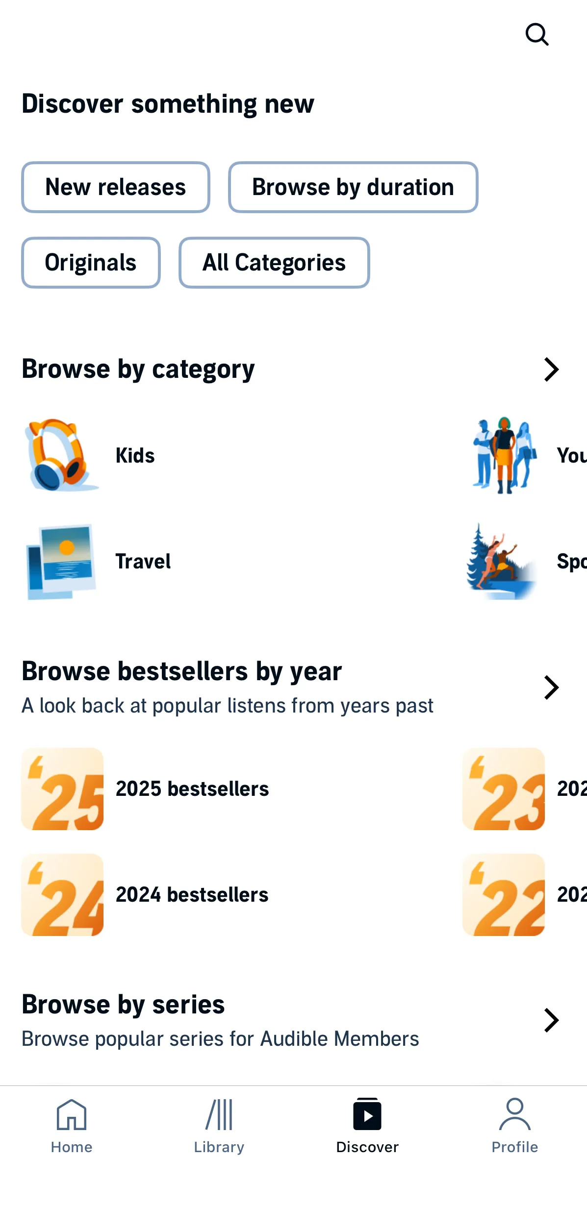 Audible Utforska skärmbild