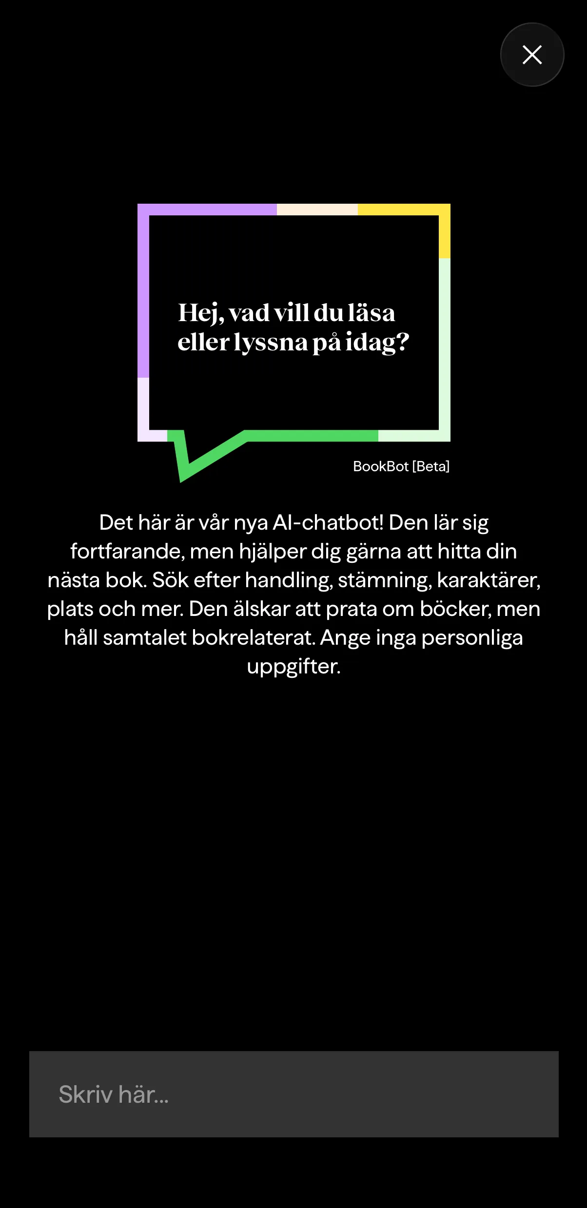 BookBeat AI-chatt — hitta din nästa bok via chat i appen
