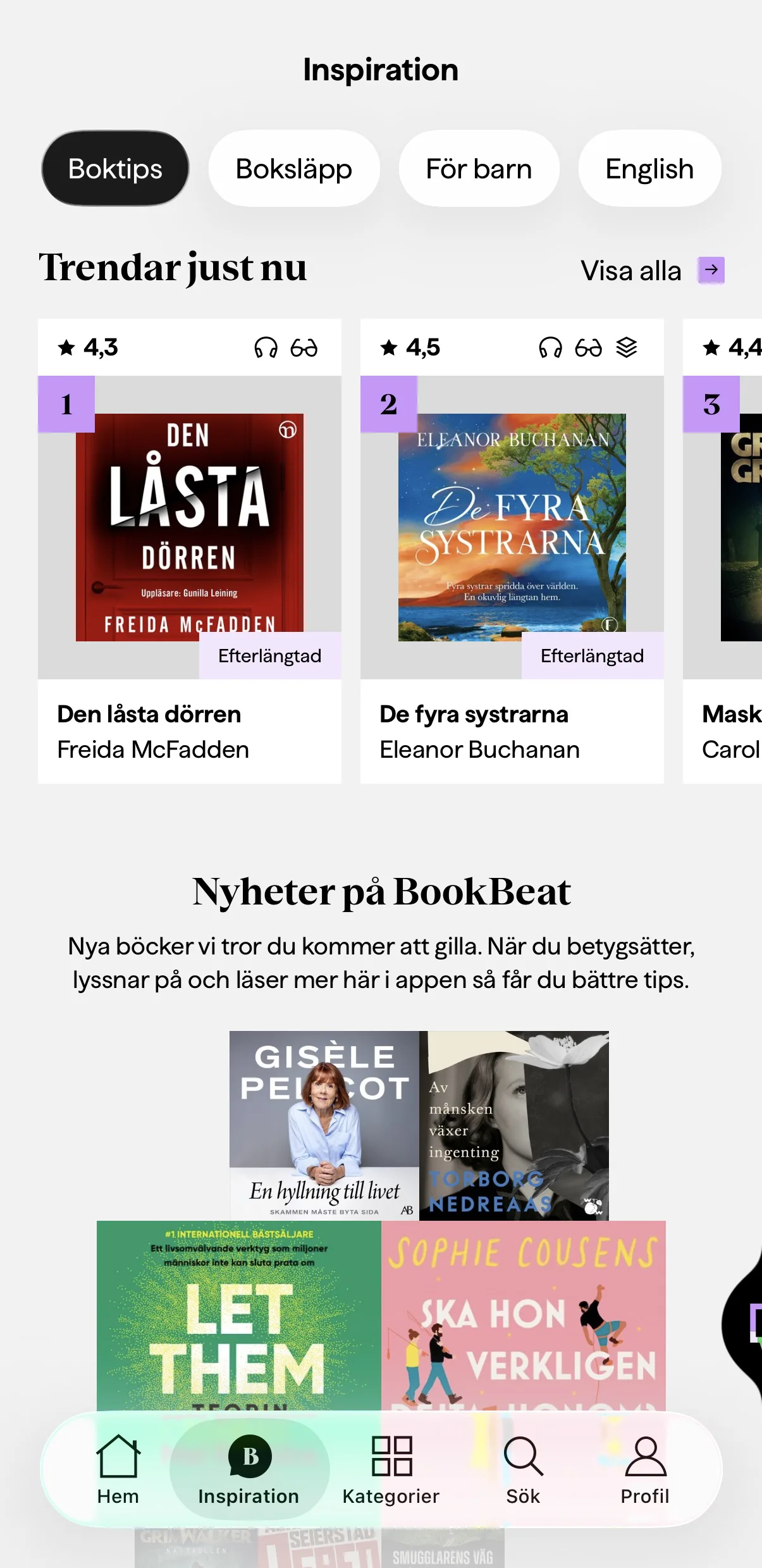 BookBeat Inspiration — Trendar just nu och Nyheter