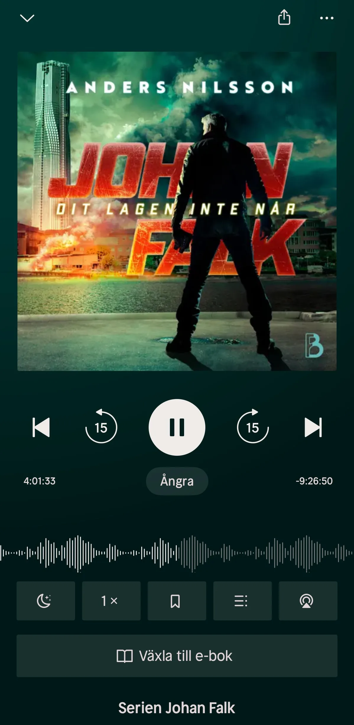 Nextory spelaren — sleep timer, hastighet och e-bok-växling